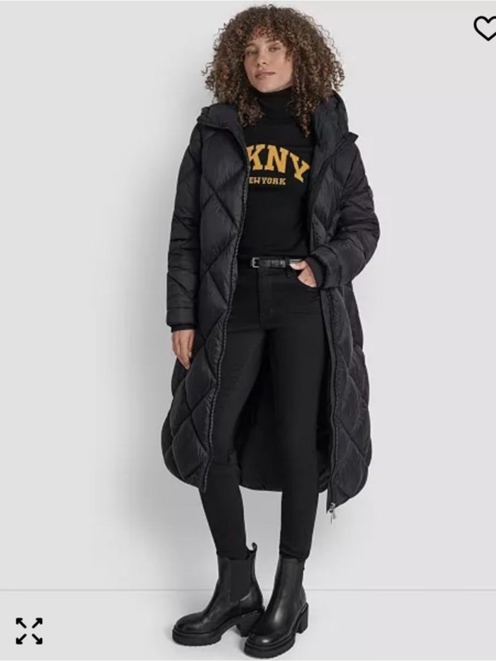 DKNY Black Long Quilted Hooded Puffer Coat -like new warmest coat